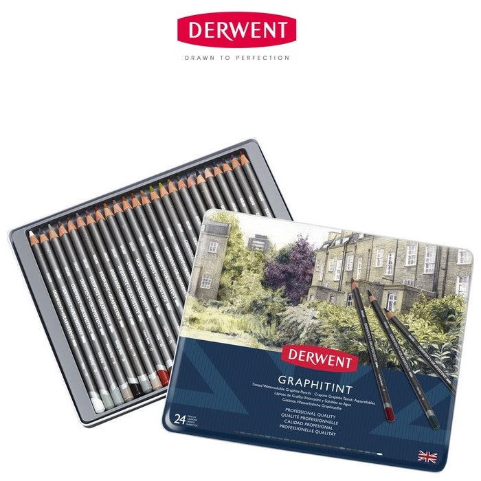 LAPIS GRAFITE COLORIDO DERWENT GRAPHITINT 24 CORES AQUARELAV