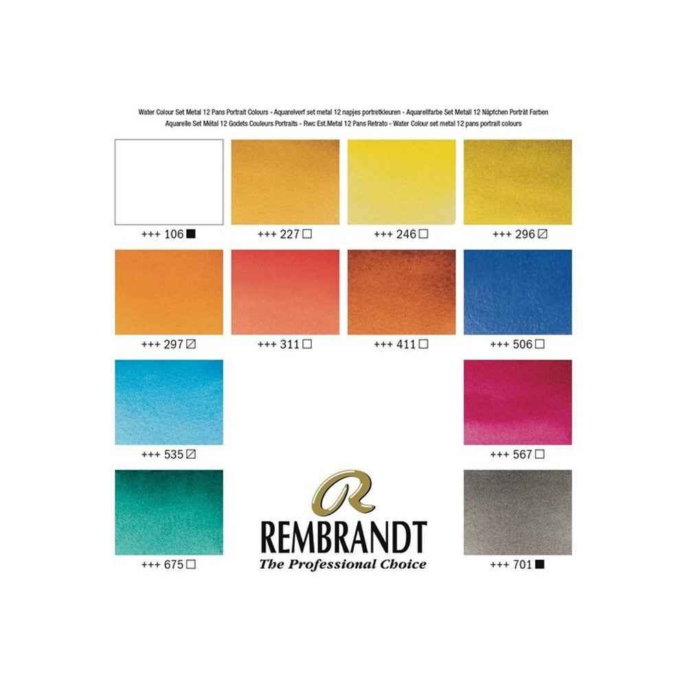 ESTOJO AQUARELA TALENS REMBRANDT 12 HALF PORTRAIT SELECTION