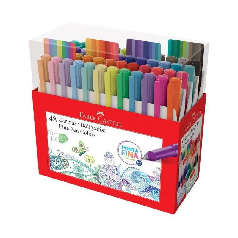 ESTOJO CANETA FABER FINE PEN COLORS 0,4MM ESTOJO 48 CORES
