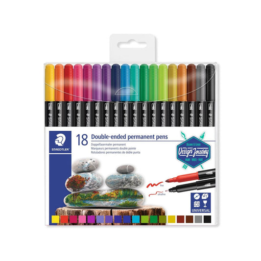 CANETA STAEDTLER TWIN-TIP PEN PERMANENT 18 CORES PONTA DUPLA