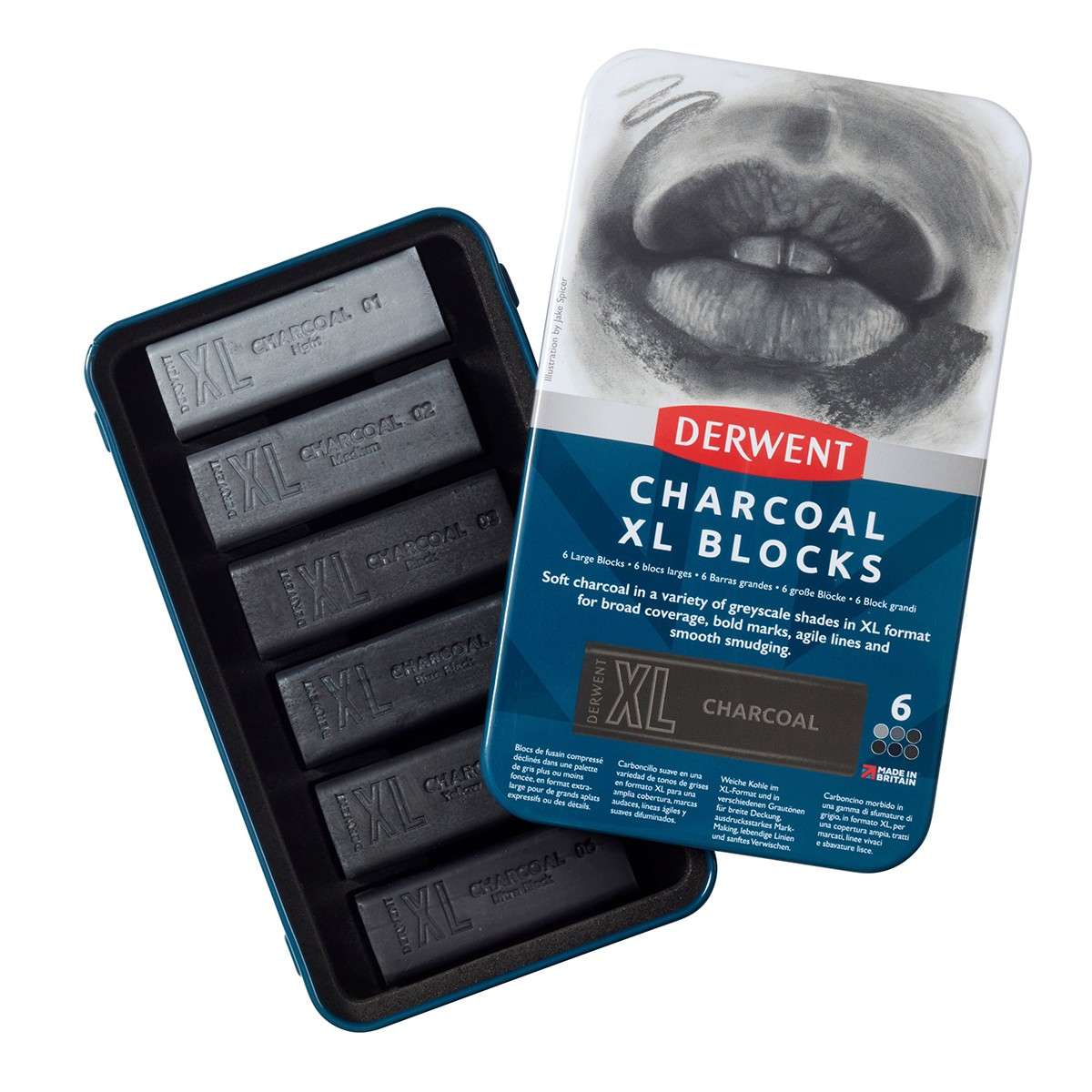 XL CHARCOAL DERWENT ESTOJO C/ 06 MONOCROMATICOS