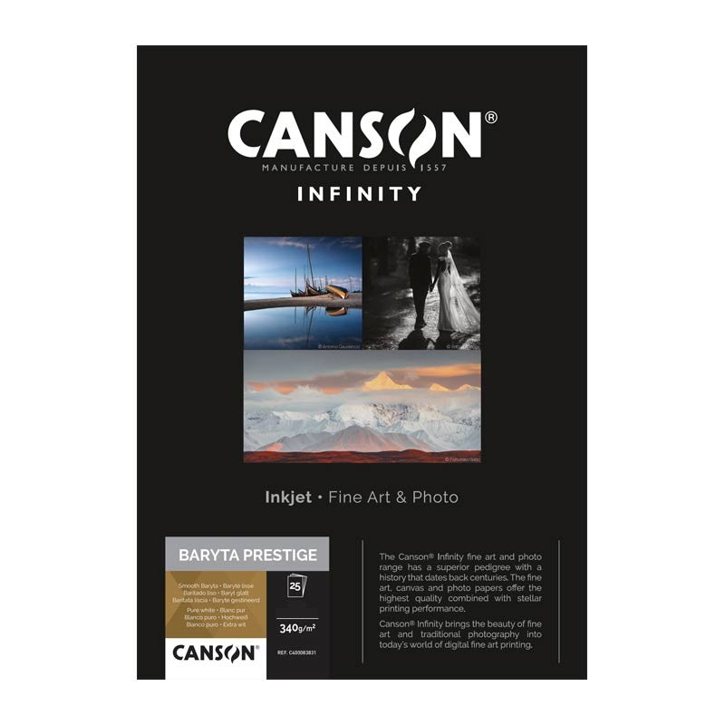 CANSON INFINITY BARYTA PRESTIGE 340G/M2 A3 25 FOLHAS