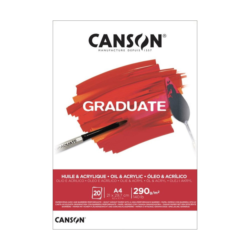 BLOCO CANSON GRADUATE OIL & ACRYLIC A4 290G/M2 20 FOLHAS