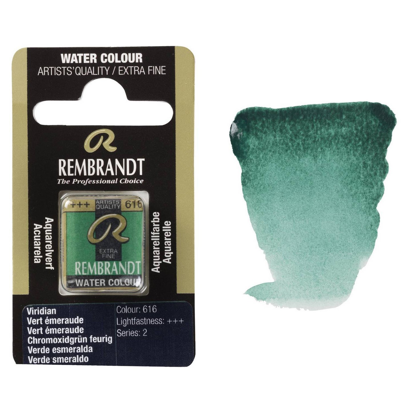 AQUARELA TALENS REMBRANDT HALF PAN 616 VIRIDIAN S2