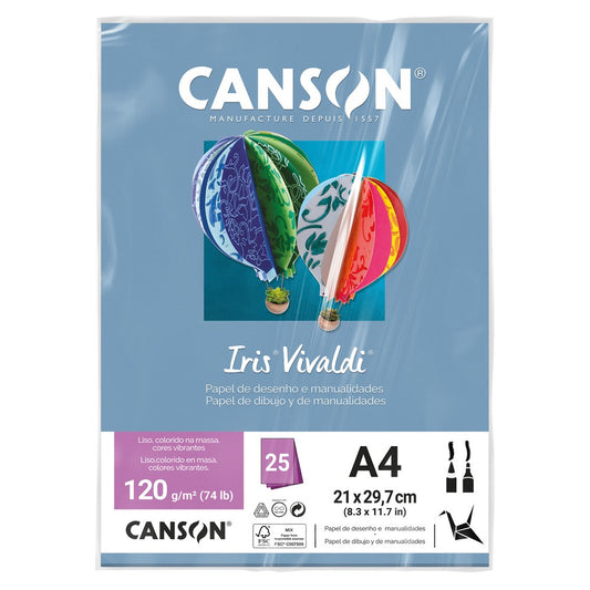 PAPEL CANSON IRIS VIVALDI A4 120G/M2 AZUL ROYAL 25FLS