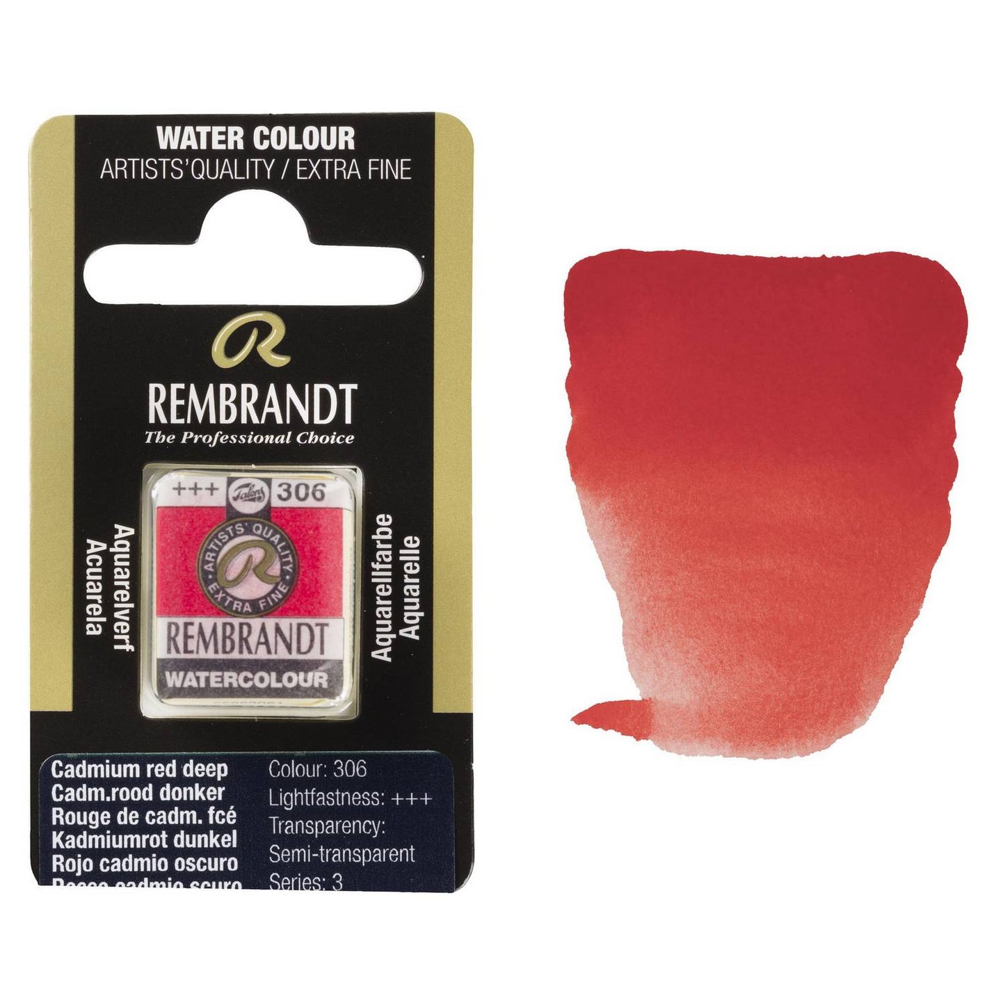 AQUARELA TALENS REMBRANDT HALF PAN 306 CADMIUM RED DEEP S3