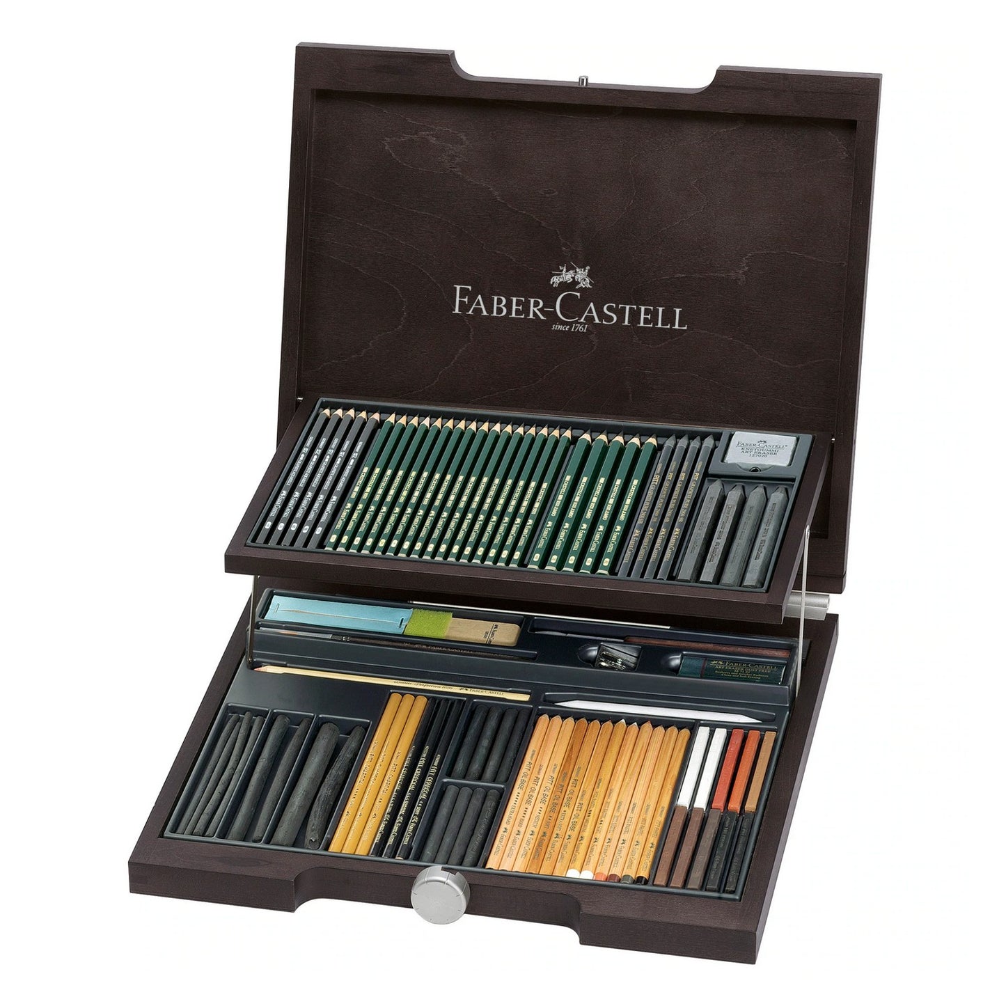 ESTOJO LAPIS ESBOÇO FABER CASTELL PITT MONOCHROME SET 86 PÇS