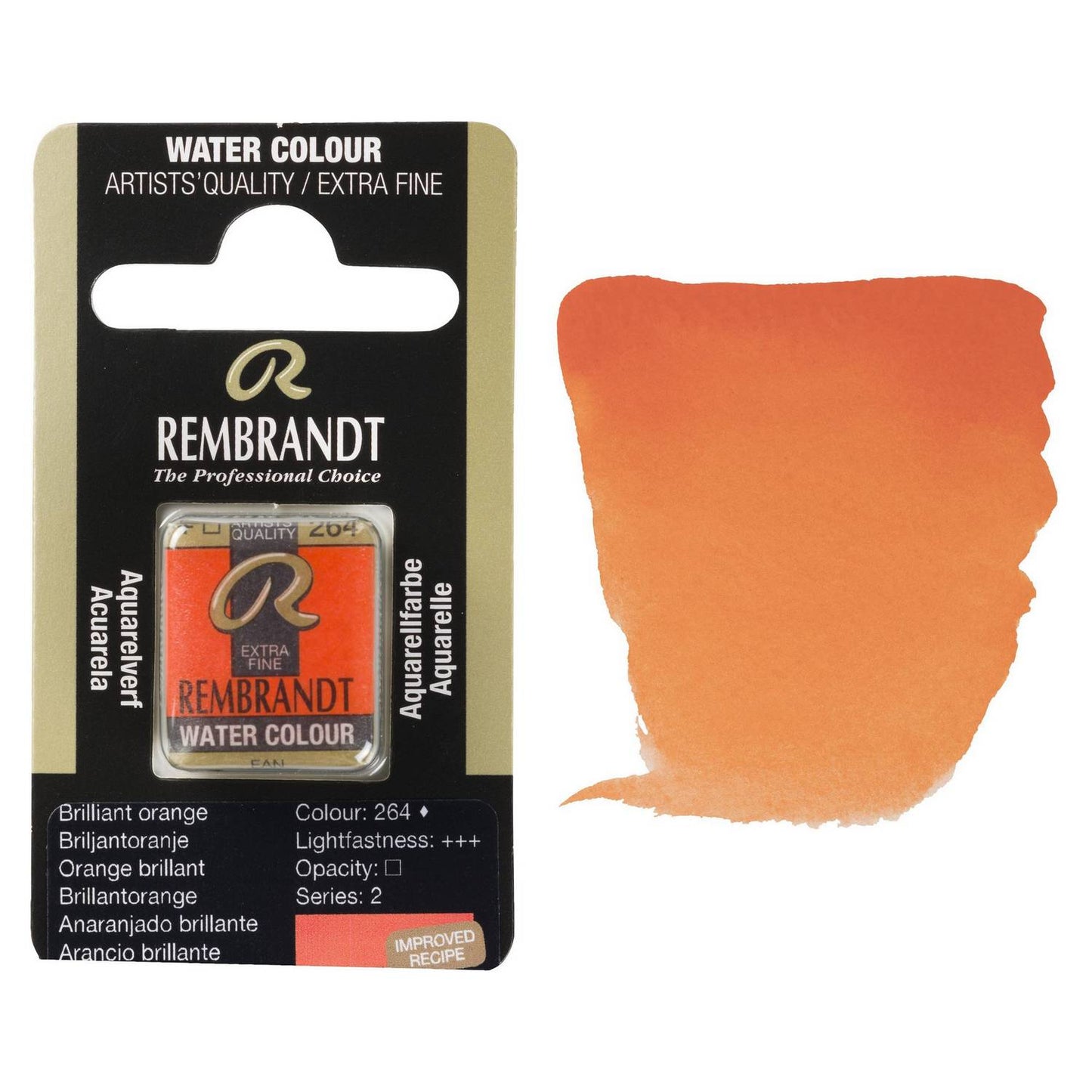 AQUARELA TALENS REMBRANDT HALF PAN 264 BRILLIANT ORANGE S2