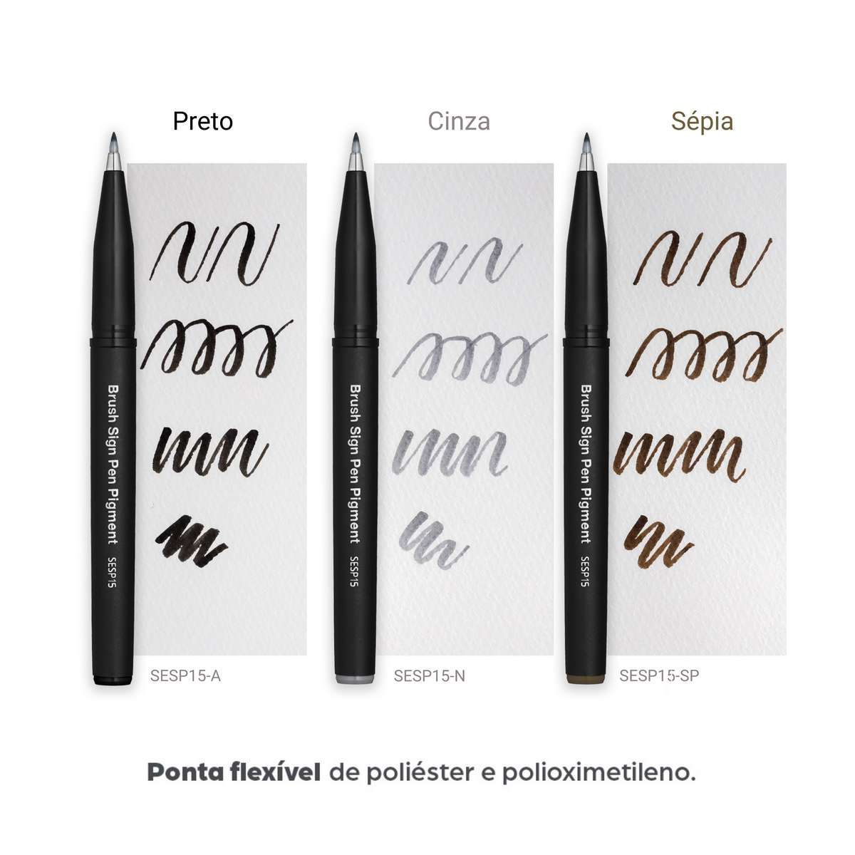 CANETA PENTEL BRUSH SIGN PEN PIGMENT CINZA
