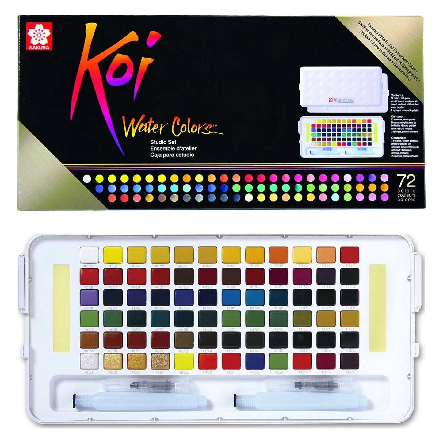 ESTOJO AQUARELA SAKURA KOI 72 CORES + 2 PINCEIS