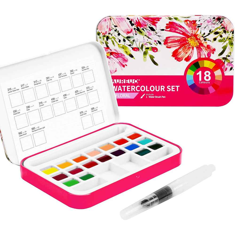 AQUARELA PHOENIX AUREOU 18 CORES PASTILHA FLORAIS AW18SM T-301
