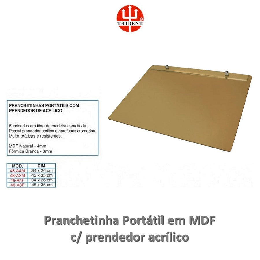 PRANCHETINHA PORTATIL A4 48A4 MDF TRIDENT