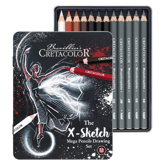 ESTOJO LAPIS ESBOCO CRETACOLOR MEGA THE X-SKETCH 12 PECAS