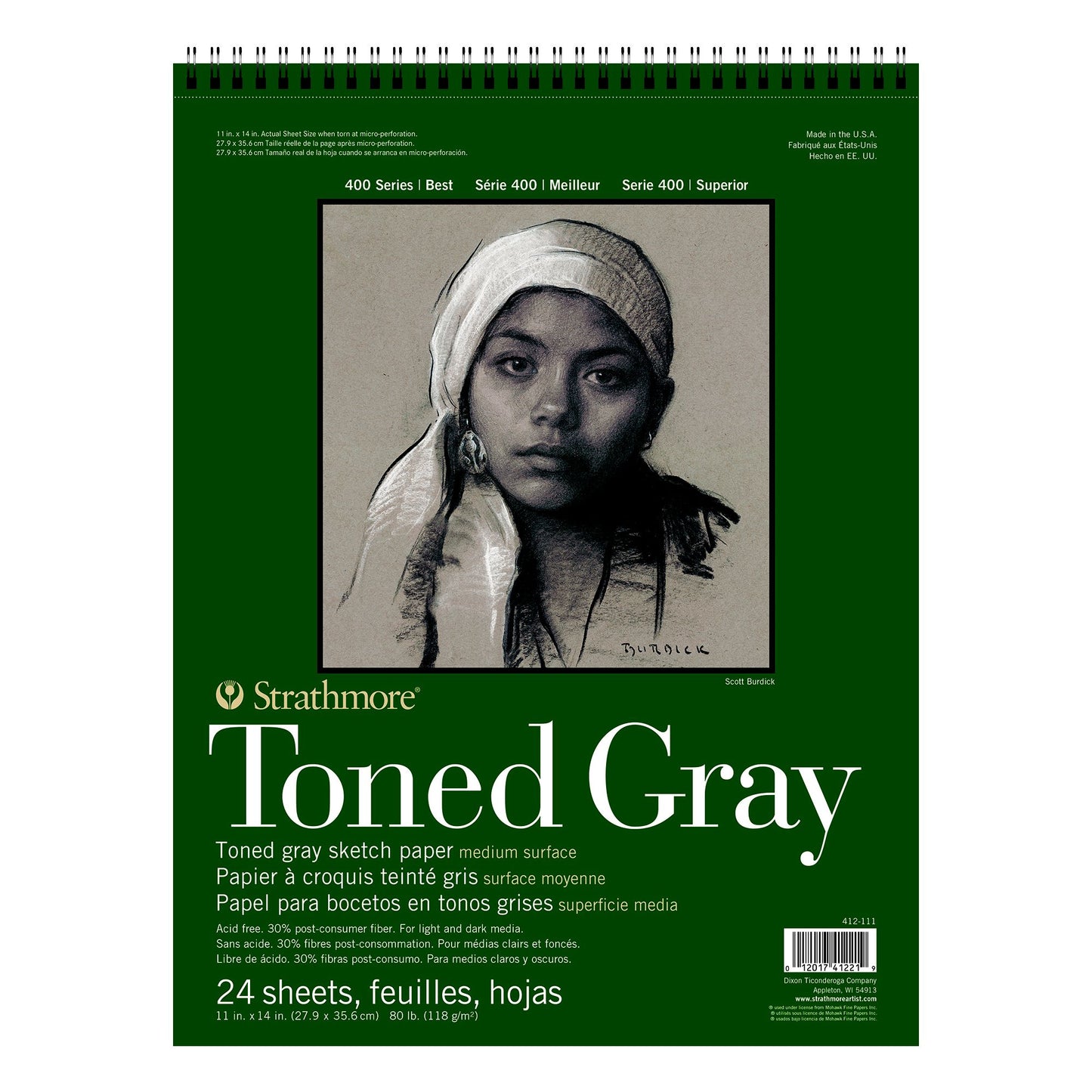 BLOCO STRATHMORE 400 SERIES TONED GRAY SKETCH 27X35 118G 24F