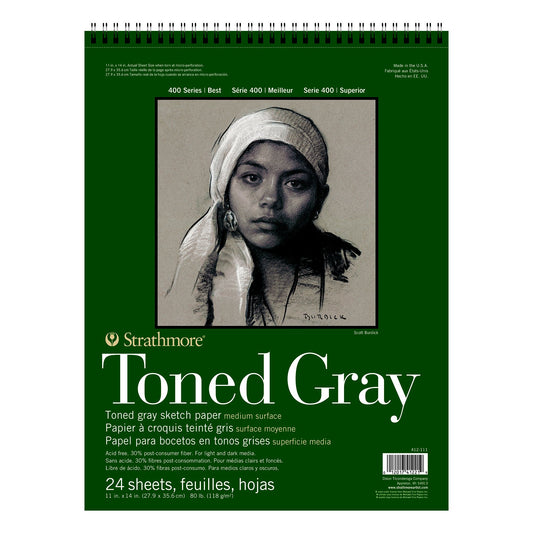 BLOCO STRATHMORE 400 SERIES TONED GRAY SKETCH 27X35 118G 24F