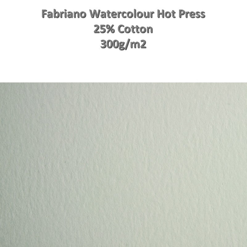 PAPEL FABRIANO WATERCOLOUR HOT PRESS 300g/m2 56x76 25%COTTON