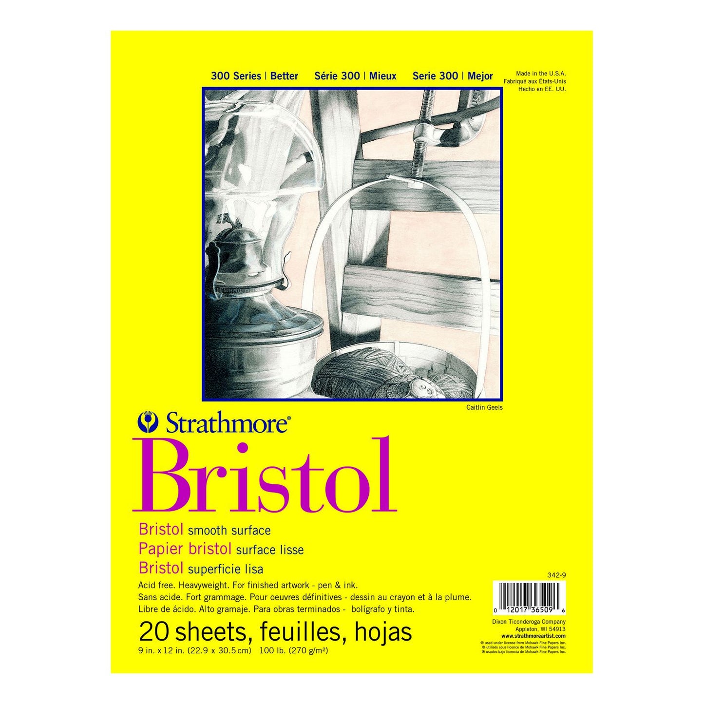 BLOCO STRATHMORE 300 SERIES BRISTOL SMOOTH 22X30 270G/M2 20F