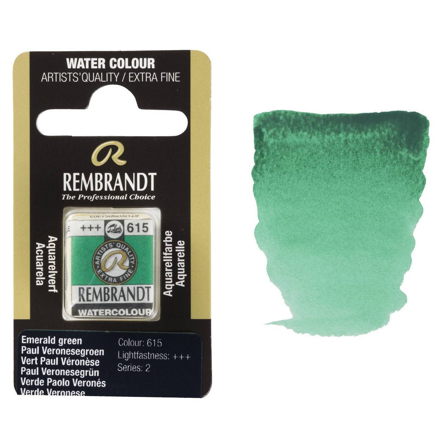AQUARELA TALENS REMBRANDT HALF PAN 615 EMERALD GREEN S2