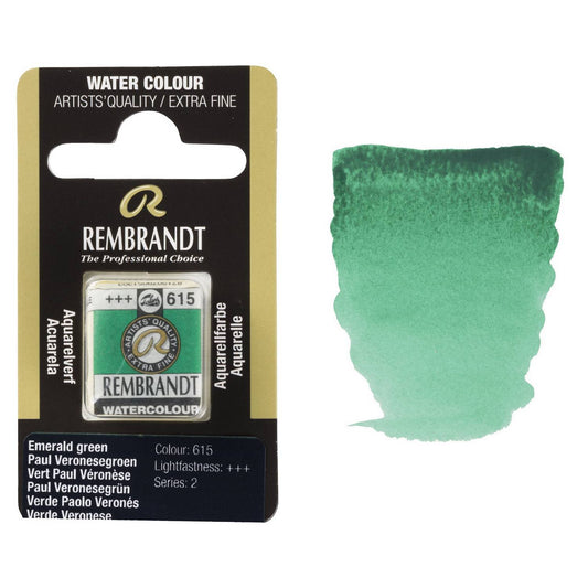 AQUARELA TALENS REMBRANDT HALF PAN 615 EMERALD GREEN S2