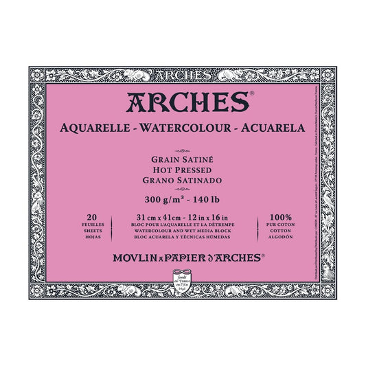 BLOCO ARCHES SATINE (HOT PRESS) 300G/M2 31X41 20 FOLHAS