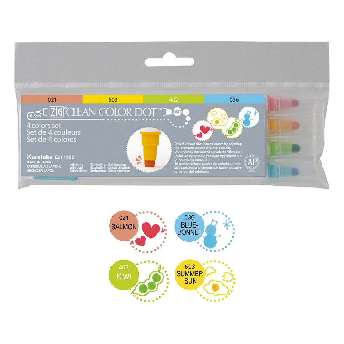 ESTOJO CANETA ZIG CLEAN DOT COLOR DUPLA C/ 04 TC61004V