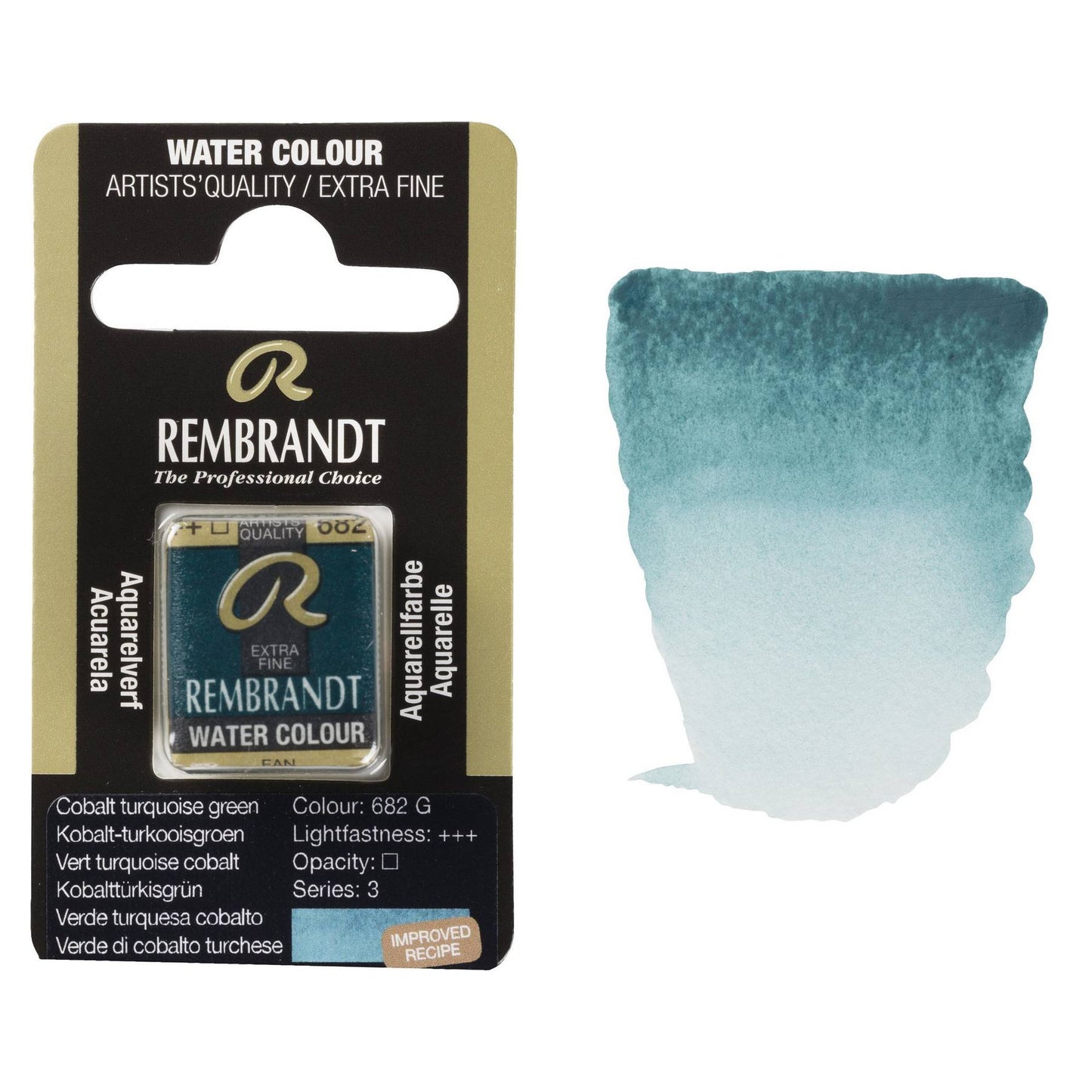 AQUARELA TALENS REMBRANDT HALF PAN 682 COBALT TURQUOISE GREEN GRANUL S3