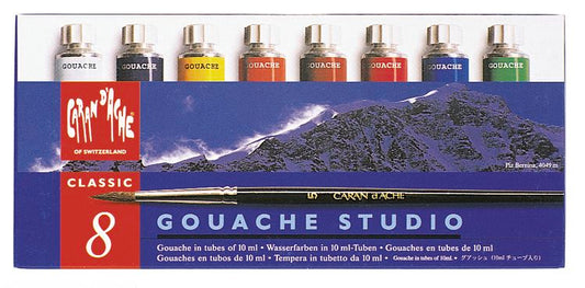ESTOJO GOUACHE CARAN D´ACHE 08 TUBOS 10ml + PINCEL