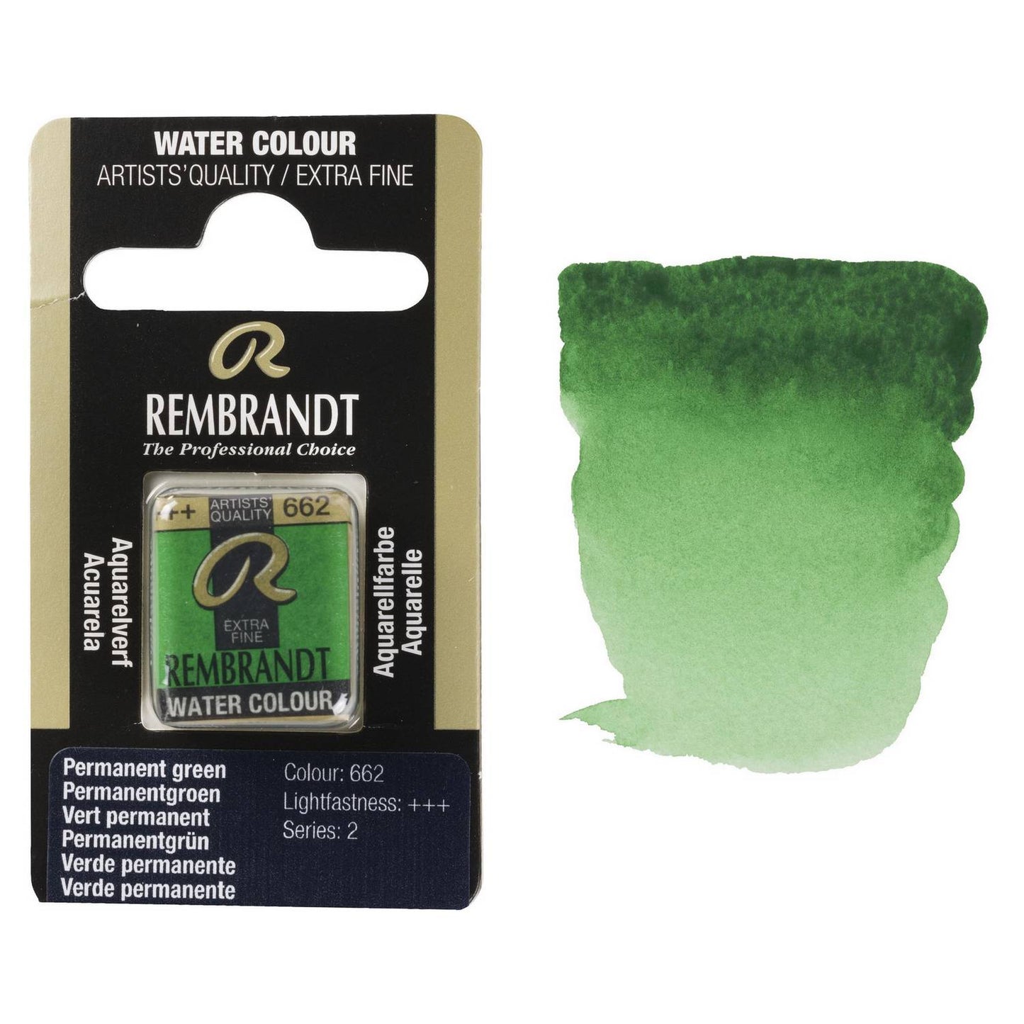 AQUARELA TALENS REMBRANDT HALF PAN 662 PERMANENT GREEN S2