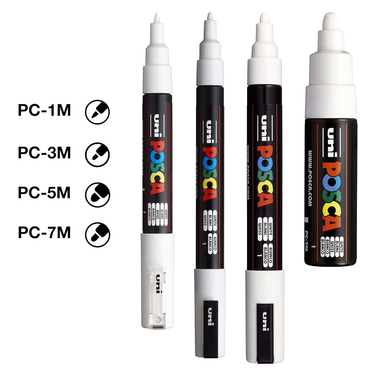 ESTOJO POSCA ARTIST'S COLLECTION NIBS BRANCA C/ 04 UNIDADES