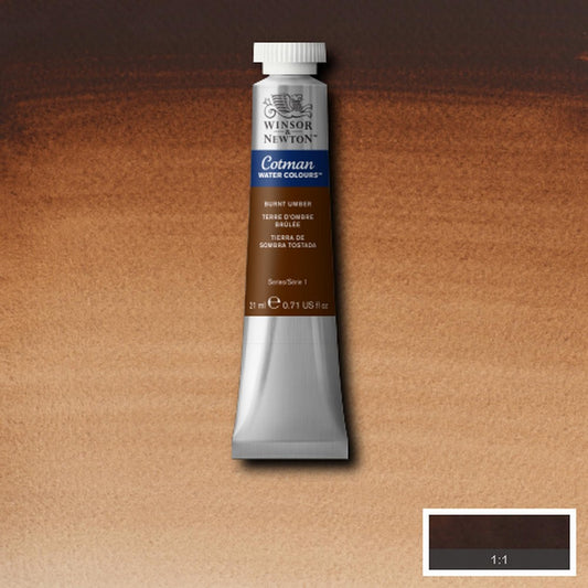 AQUARELA WINSOR NEWTON COTMAN 076 BURNT UMBER 21ml
