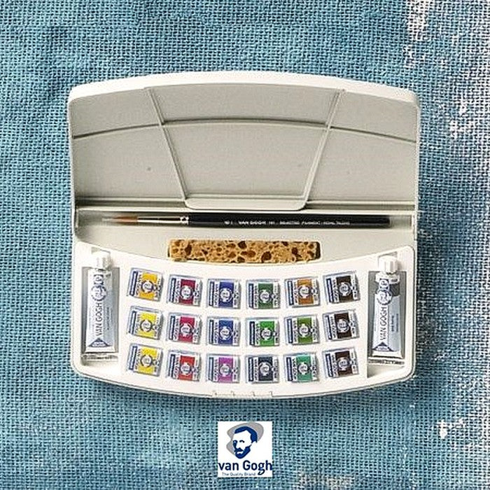 ESTOJO AQUARELA TALENS VAN GOGH 18 HALF PAN + 02 TB + PINCEL