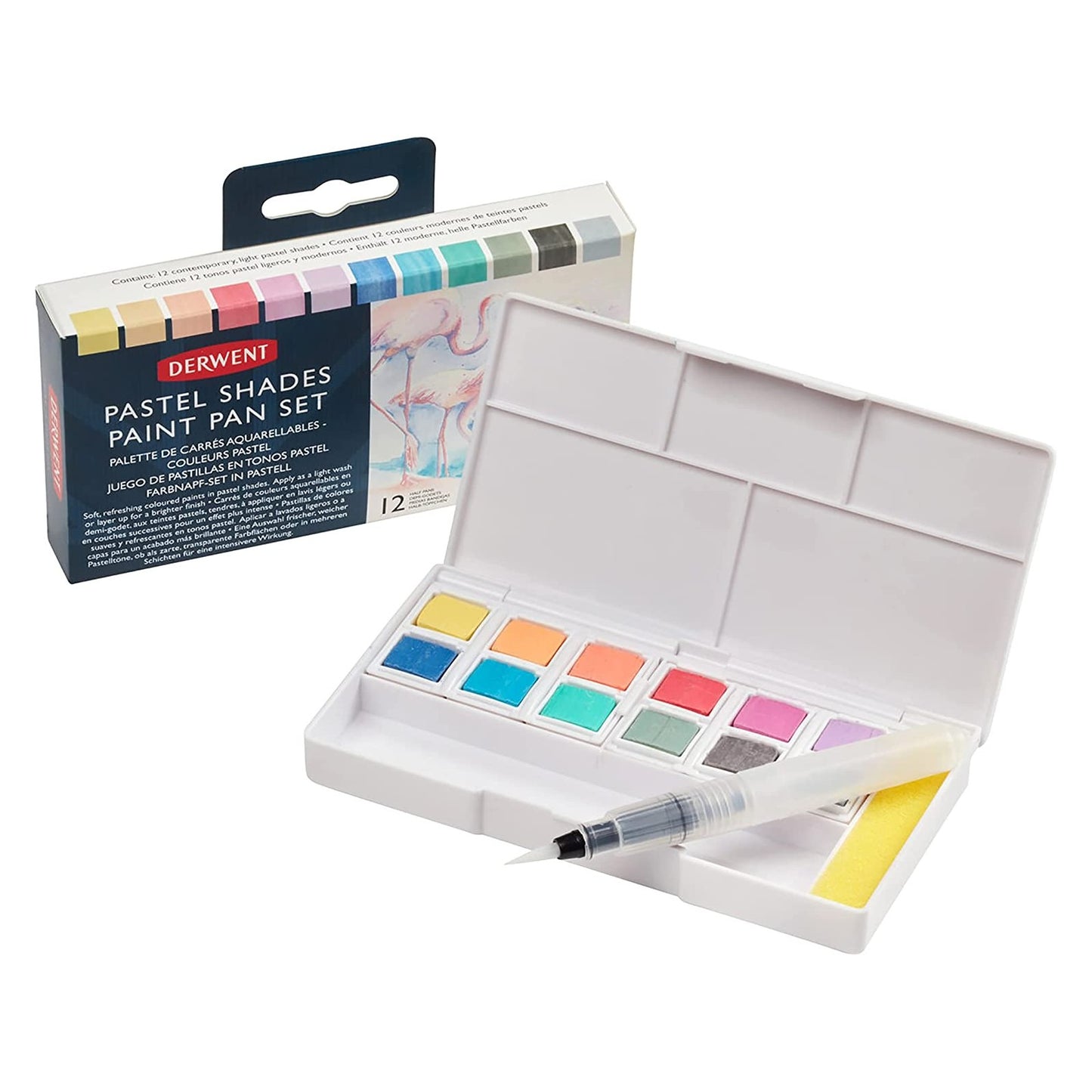 ESTOJO AQUARELA DERWENT 12 PASTEL SHADES HALF PAN