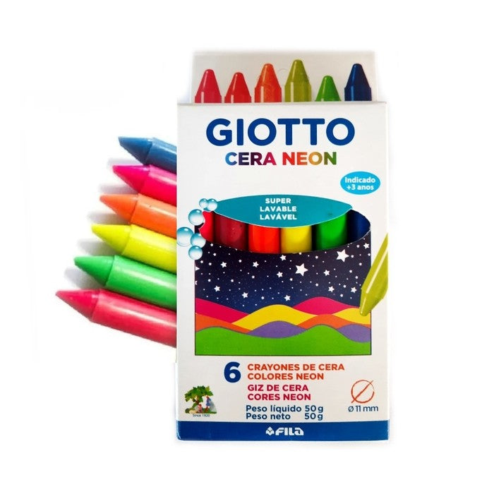 GIZ DE CERA GIOTTO MAXI 06 CORES NEON