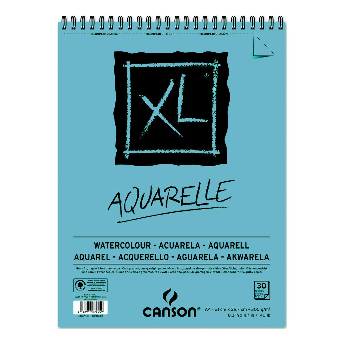 BLOCO CANSON XL AQUARELLE A4 300g/m2 30 FOLHAS