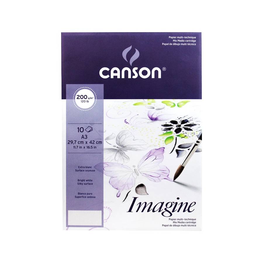 BLOCO CANSON IMAGINE A3 200g/m2 POCHETTE 10 FOLHAS