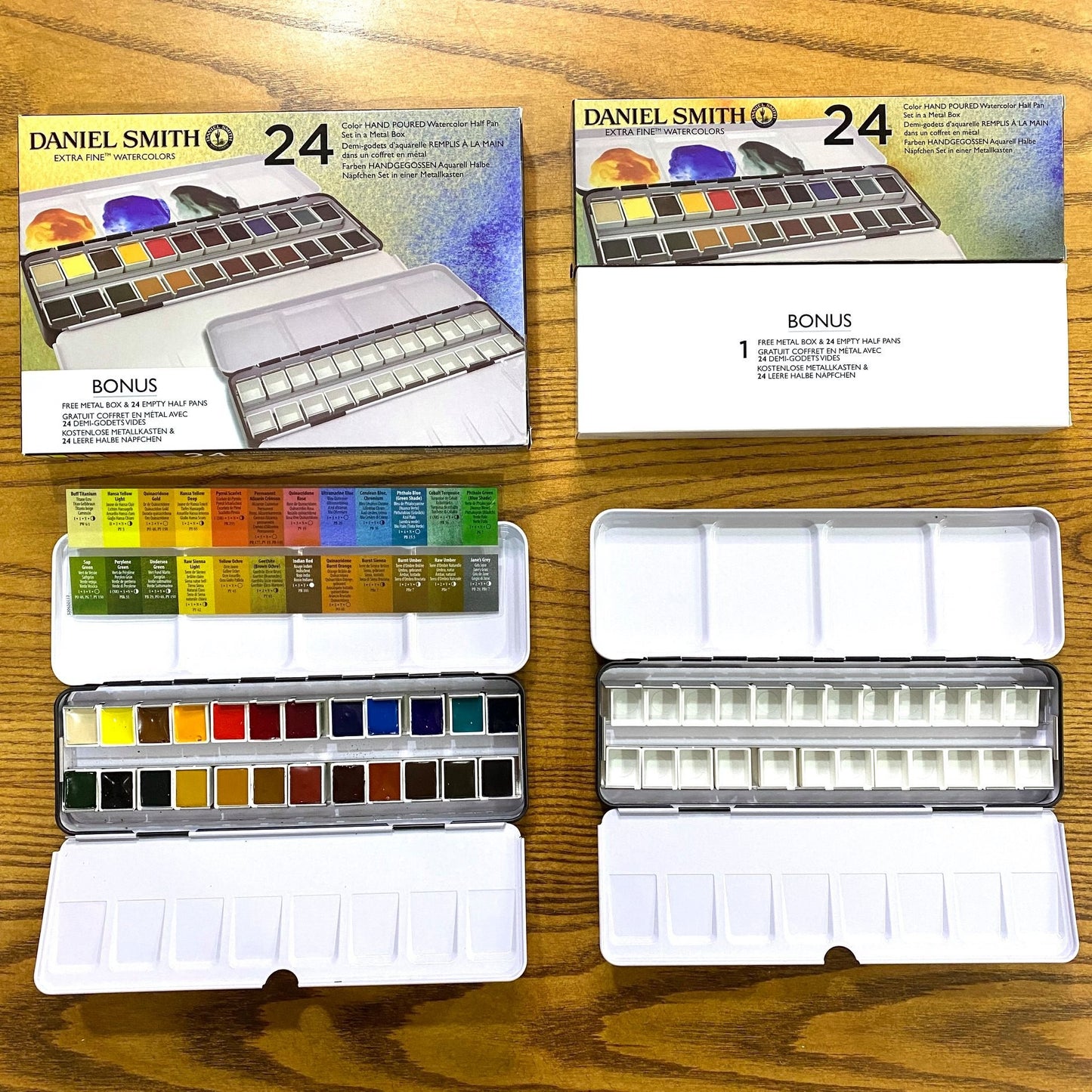 ESTOJO AQUARELA DANIEL SMITH 24 HALF PAN + 01 ESTOJO METAL VAZIO