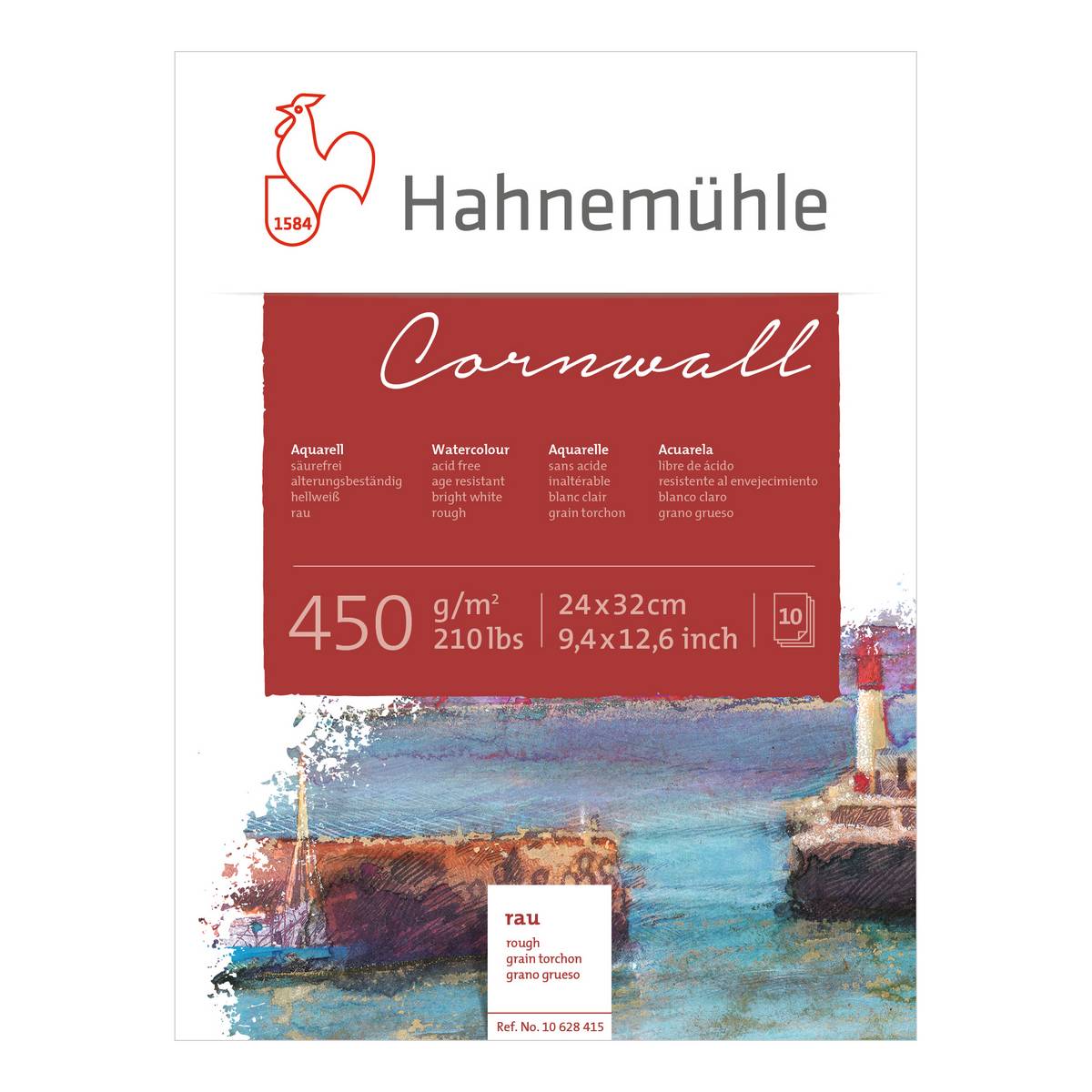 BLOCO HAHNEMUHLE CORNWALL 450G/M2 24X32 ROUGH 10 FLS