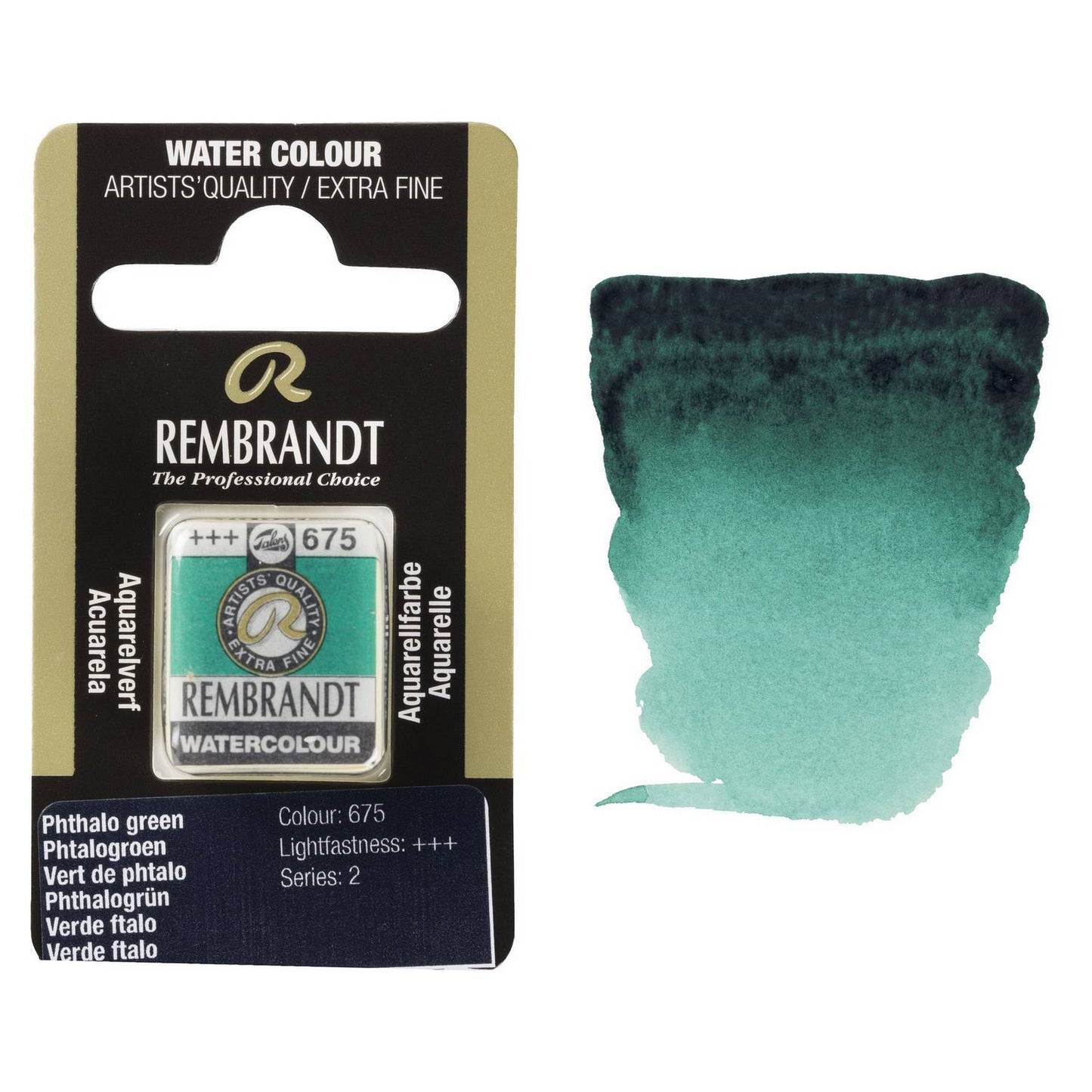 AQUARELA TALENS REMBRANDT HALF PAN 675 PHTHALO GREEN S2