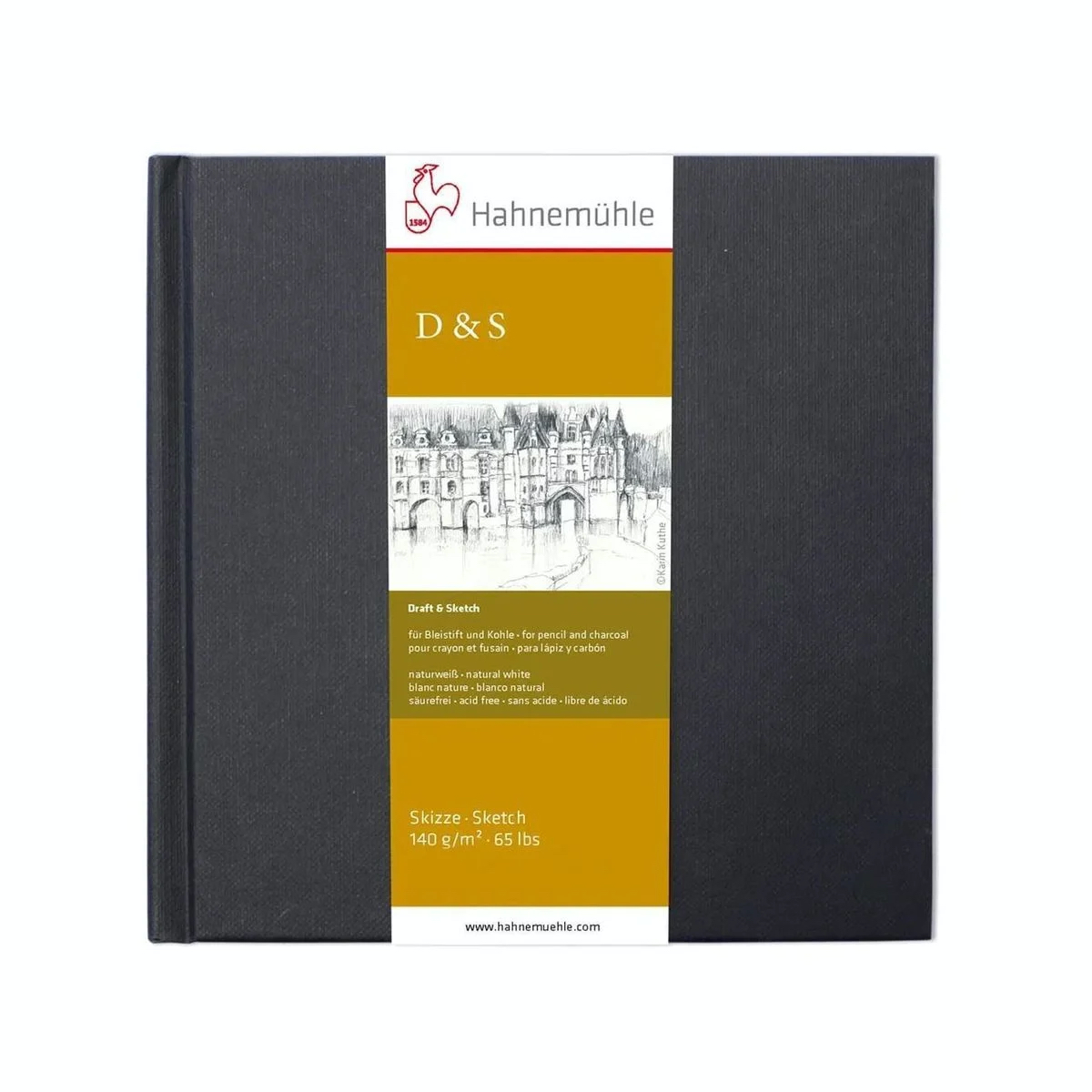 SKETCH BOOK HAHNEMUHLE D&S 19x19 140g/m2 PRETO 80 FOLHAS