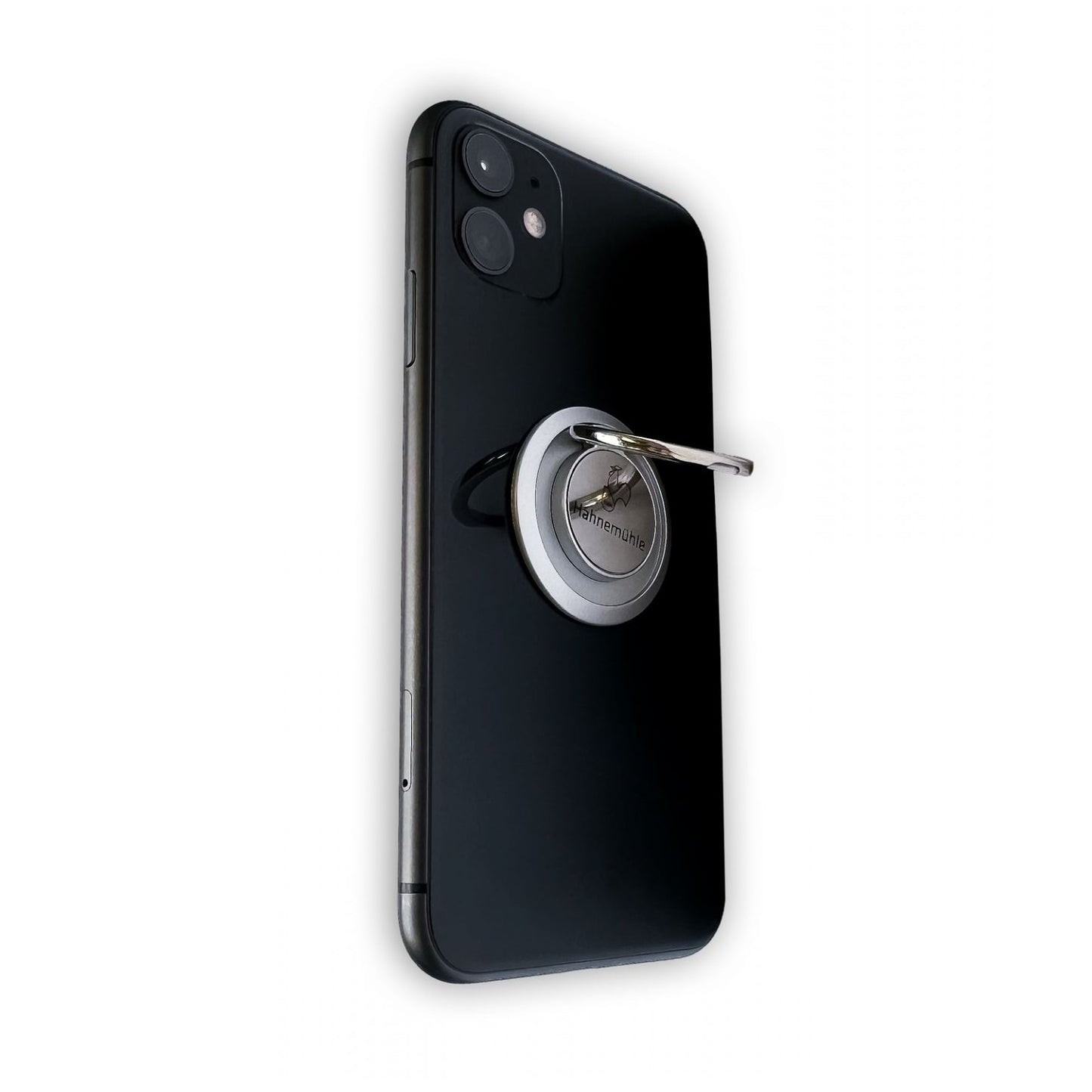 SUPORTE DE ANEL PARA CELULAR COM LOGO PRATEADO Ø 4CM HAHNEMUHLE