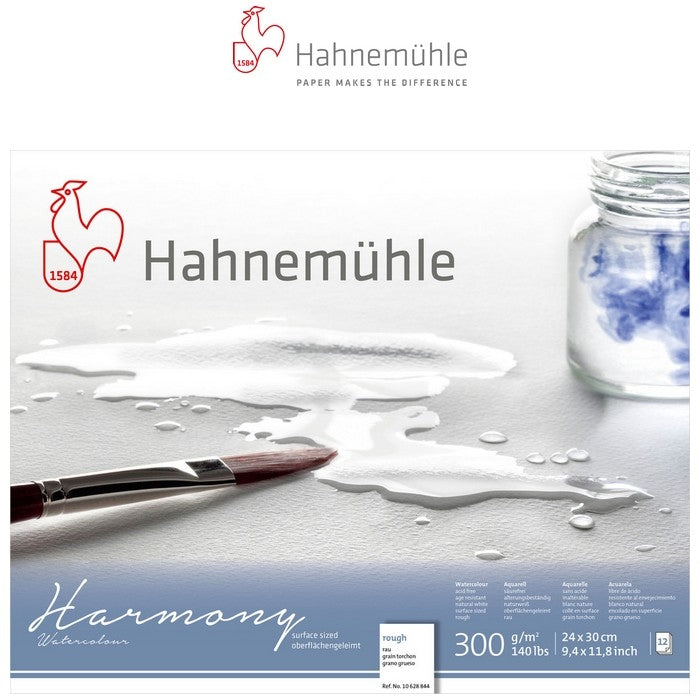BLOCO HAHNEMUHLE HARMONY 300g/m2 TORCHON 24x30 12FOLHAS