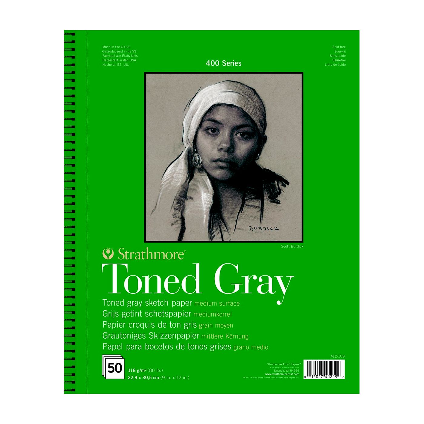 BLOCO STRATHMORE 400 SERIES TONED GRAY SKETCH 22X30 118G 50F