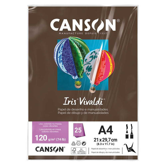 PAPEL CANSON IRIS VIVALDI A4 120G/M2 CHOCOLATE 25FLS