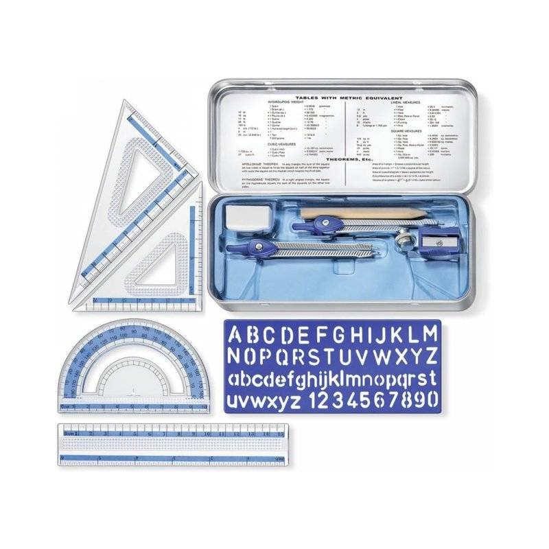 CONJUNTO ESCOLAR STAEDTLER PARA DESENHO GEOMETRICO 10 PCS
