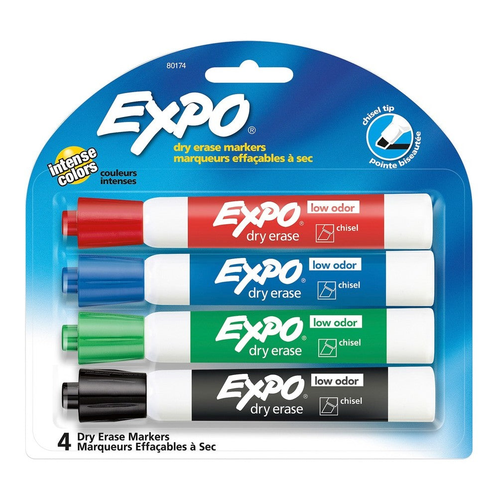 MARCADOR QUADRO BRANCO SHARPIE KIT EXPO CHISEL C/4 CORES