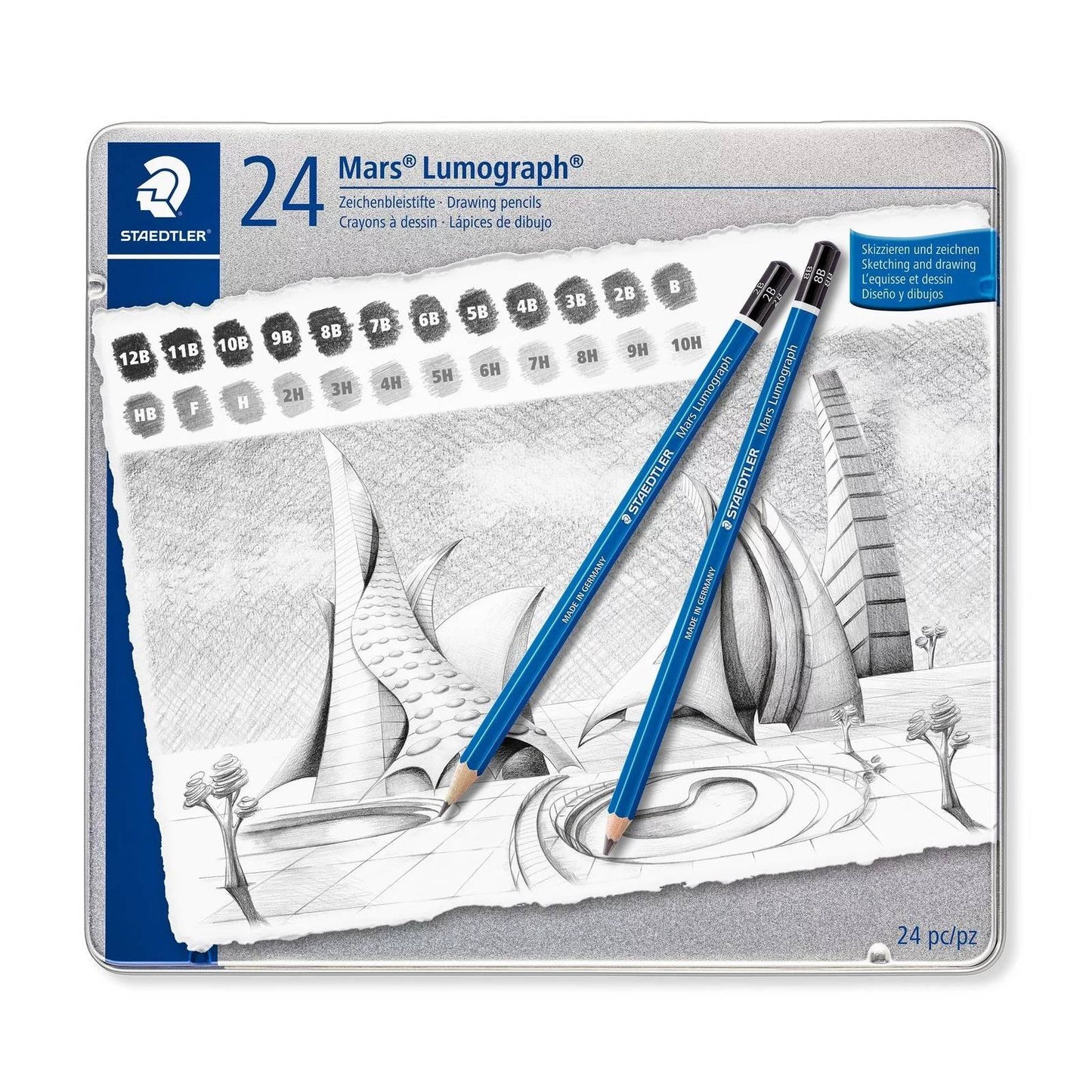 ESTOJO LAPIS GRADUADO STAEDTLER LUMOGRAPH CLASSIC C/ 24 G24