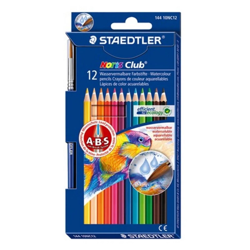 LAPIS AQUARELAVEL STAEDTLER NORIS 12 CORES+PINCEL 144 10NC12
