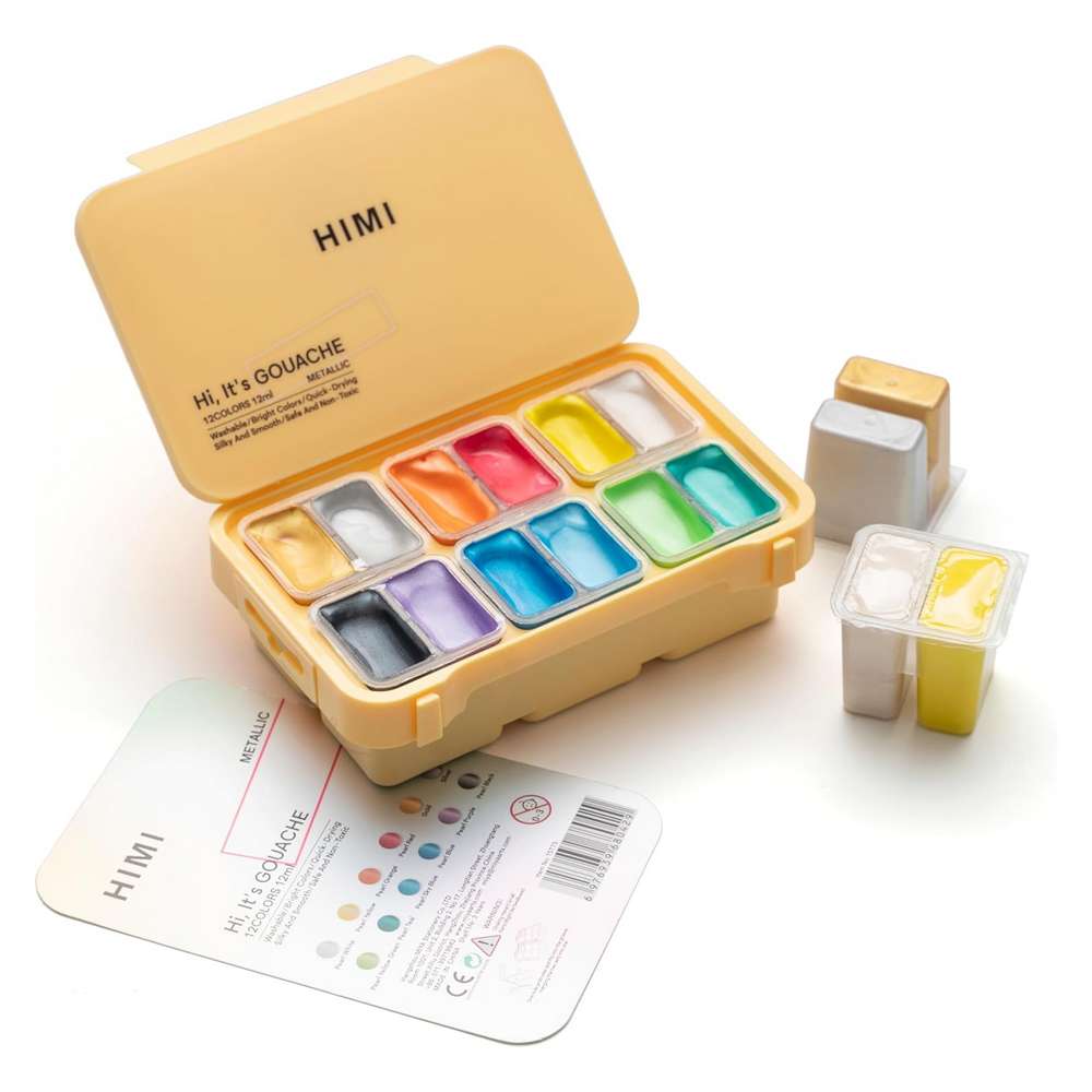 GOUACHE HIMI 12 CORES METALICAS 12ML ESTOJO TST75