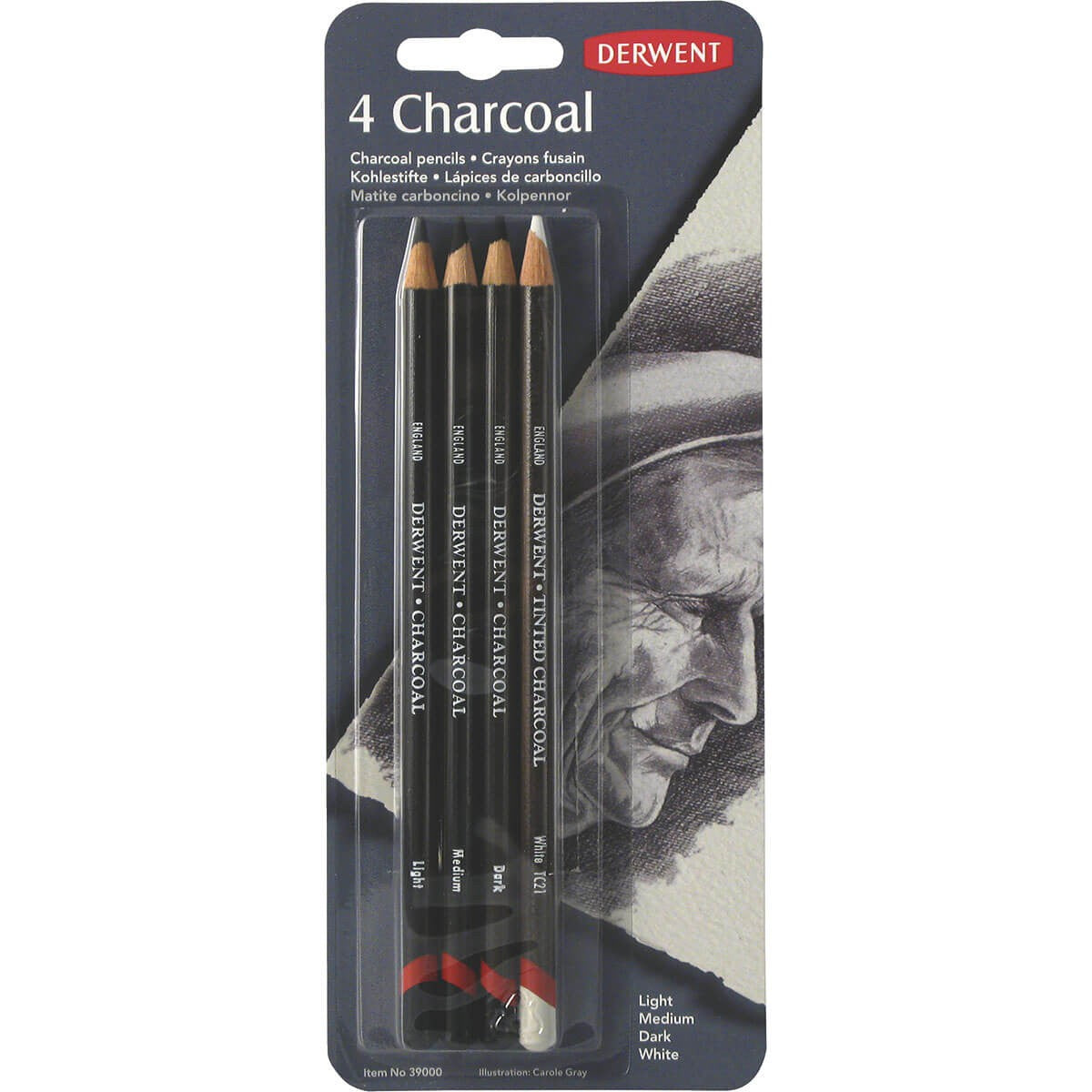 LAPIS CARVAO DERWENT (CHARCOAL) C/ 04 UNIDADES BLISTER