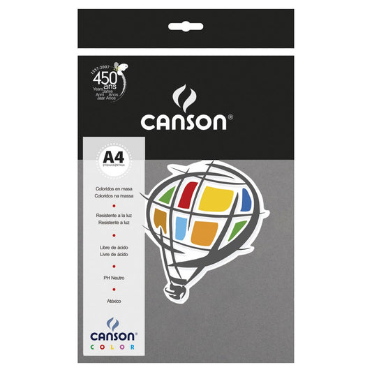 PAPEL CANSON COLOR 180G/M2 CINZA ESCURO A4